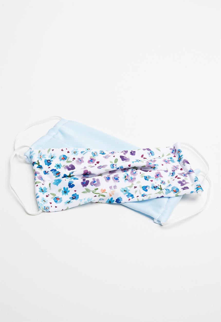 Superbalist - 2 Pack fabric mask - ditsy floral & pale blue