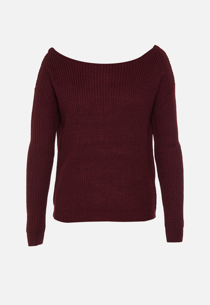 Missguided - Petite core off shoulder jumper - burgundy