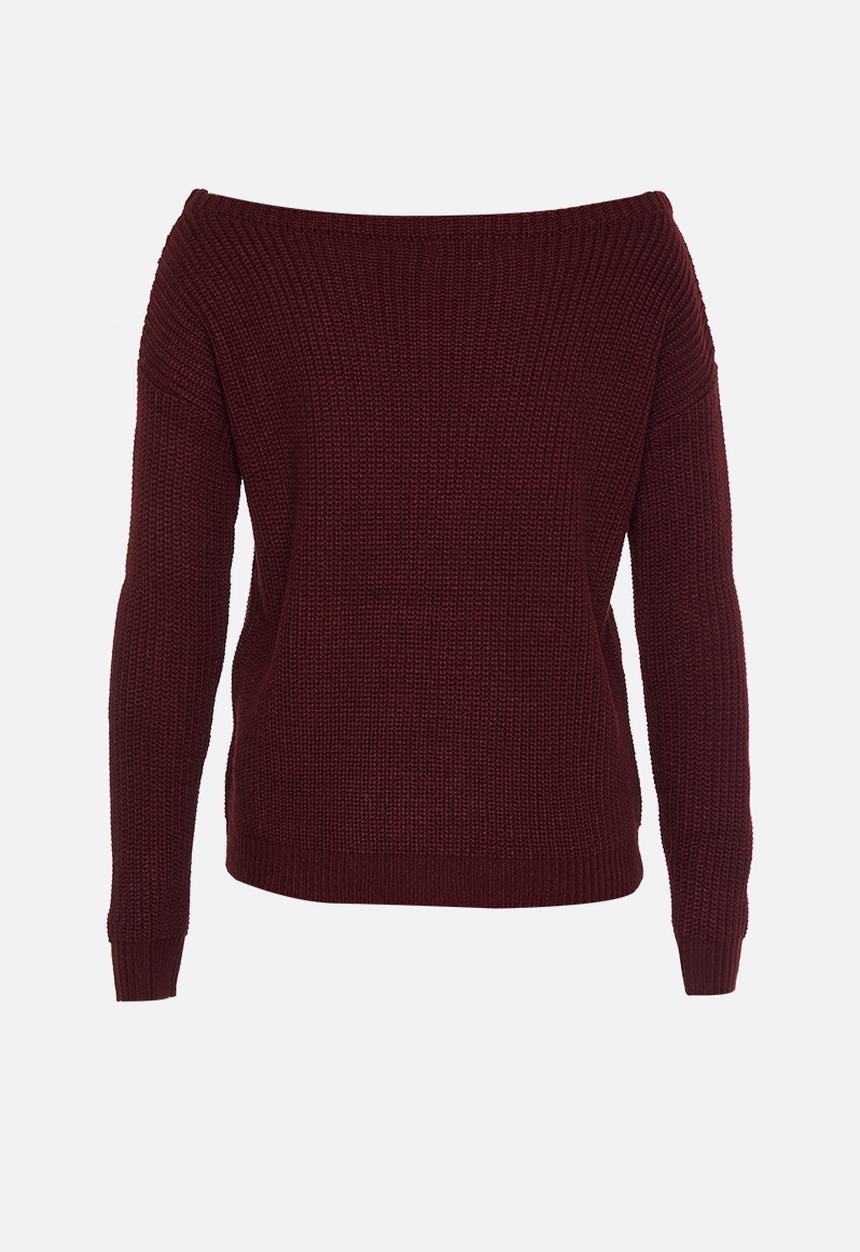 Missguided - Petite core off shoulder jumper - burgundy