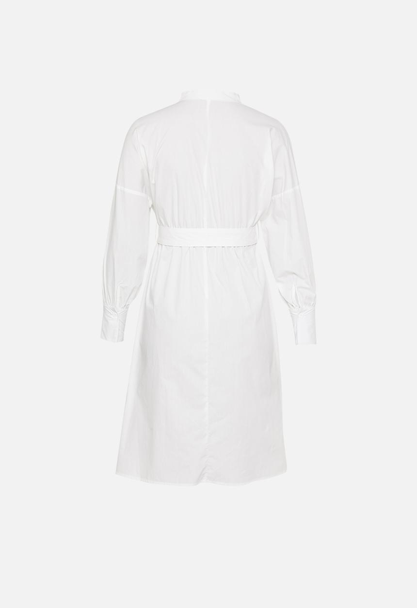 Missguided - Petite poplin self-belt midi dress - white