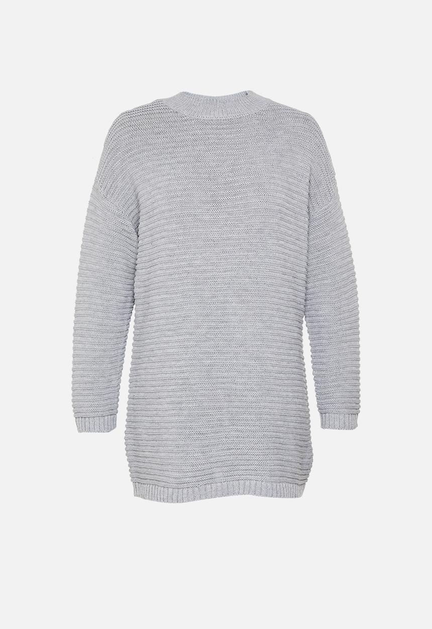 Missguided - Petite ribbed high neck jumper dress - grey