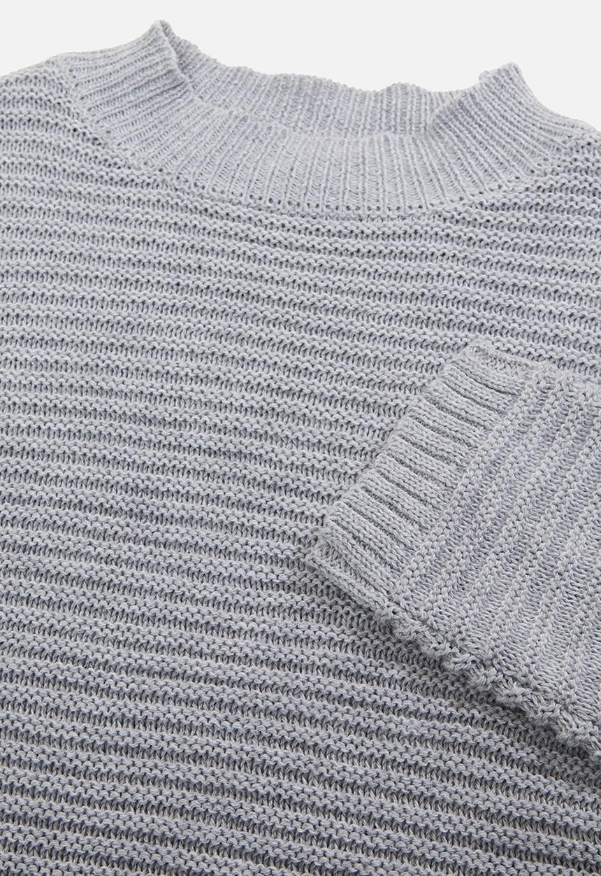 Missguided - Petite ribbed high neck jumper dress - grey
