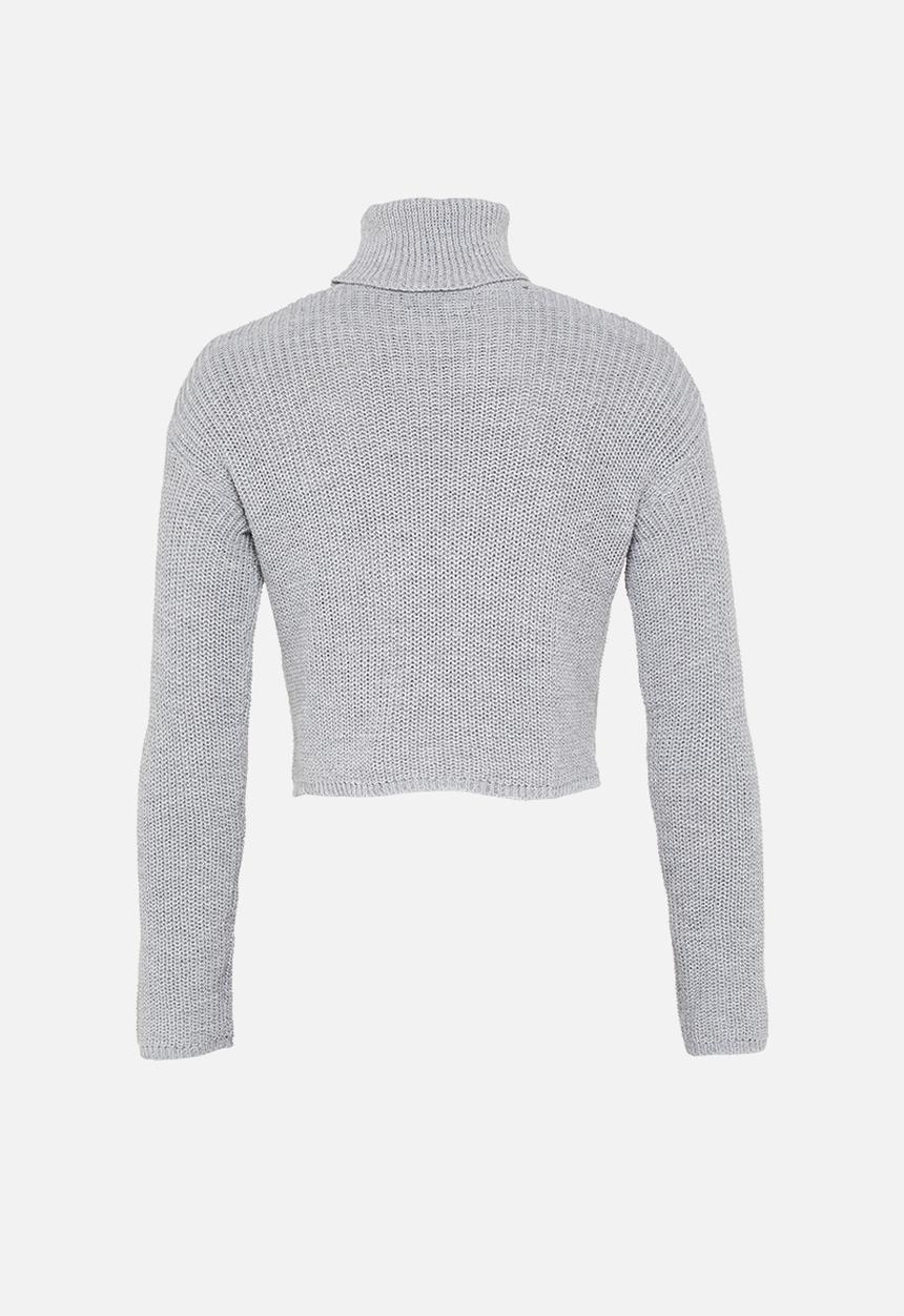 Missguided - Petite core roll neck crop jumper - grey