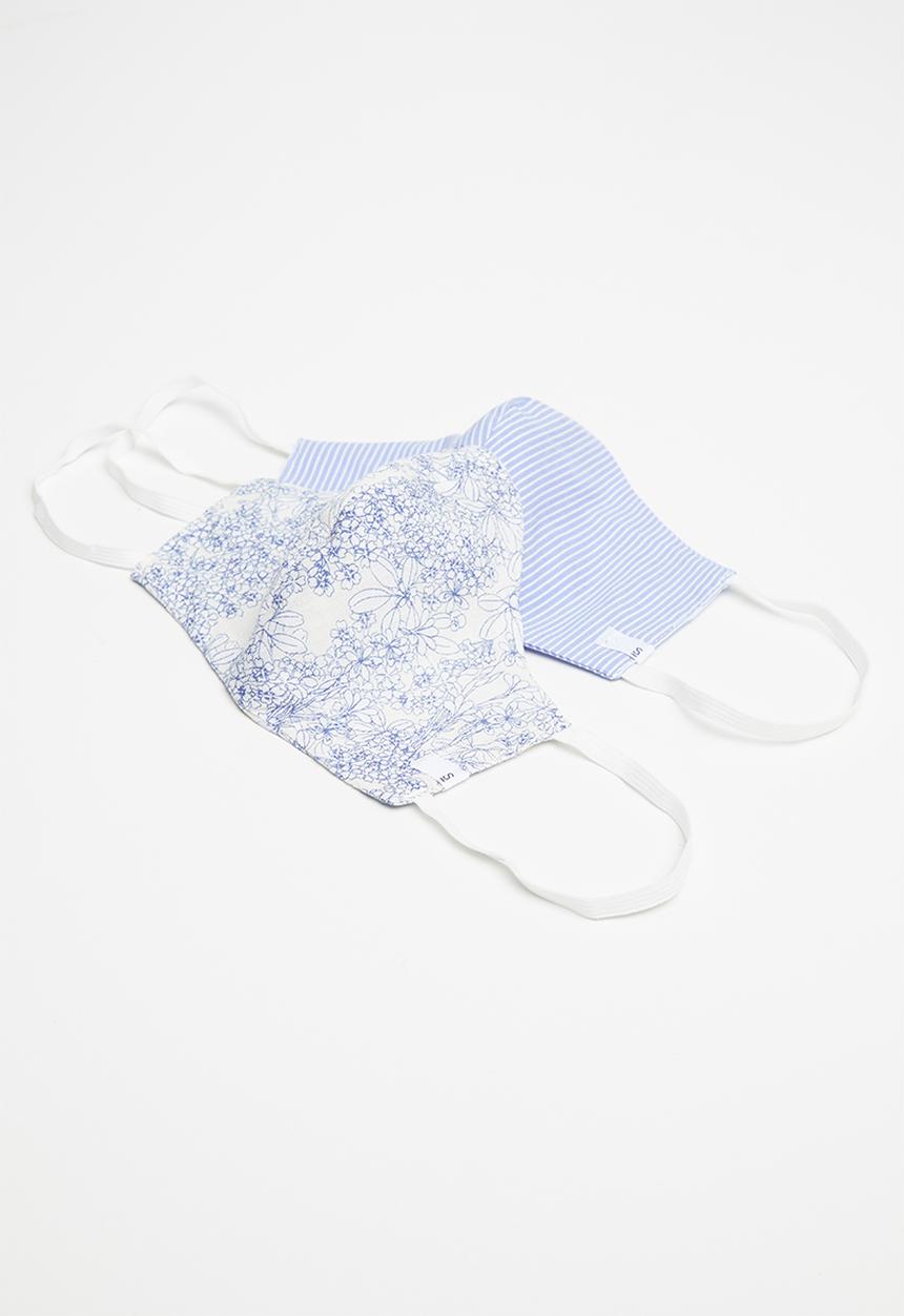 Superbalist - Ditsy floral and stripe mask 2 pack - blue
