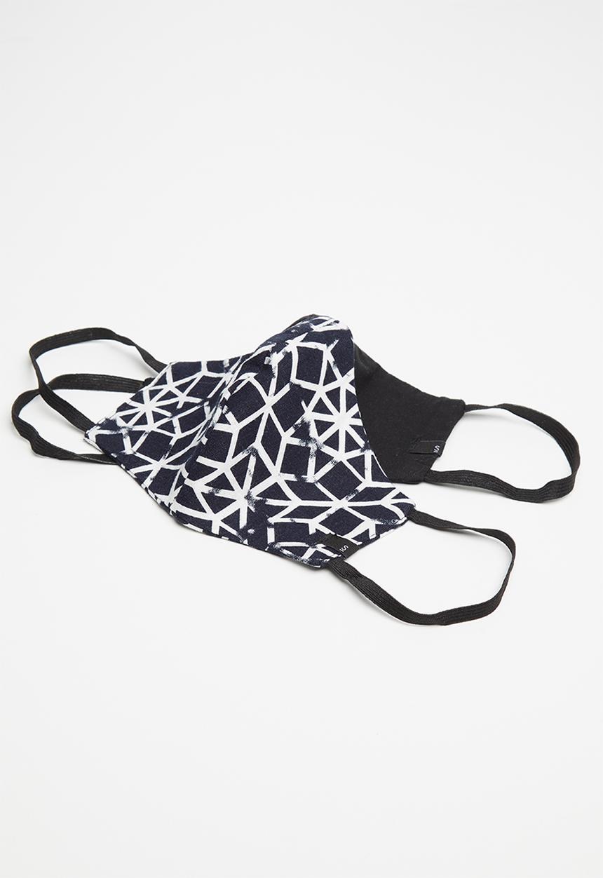 Superbalist - Geo shape and black mask 2 pack - black & white
