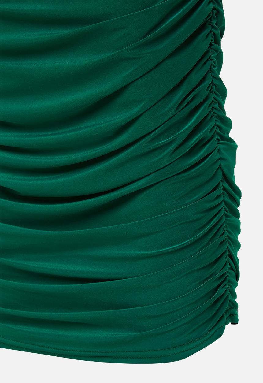Missguided - Petite bardot slinky ruched midi dress - green