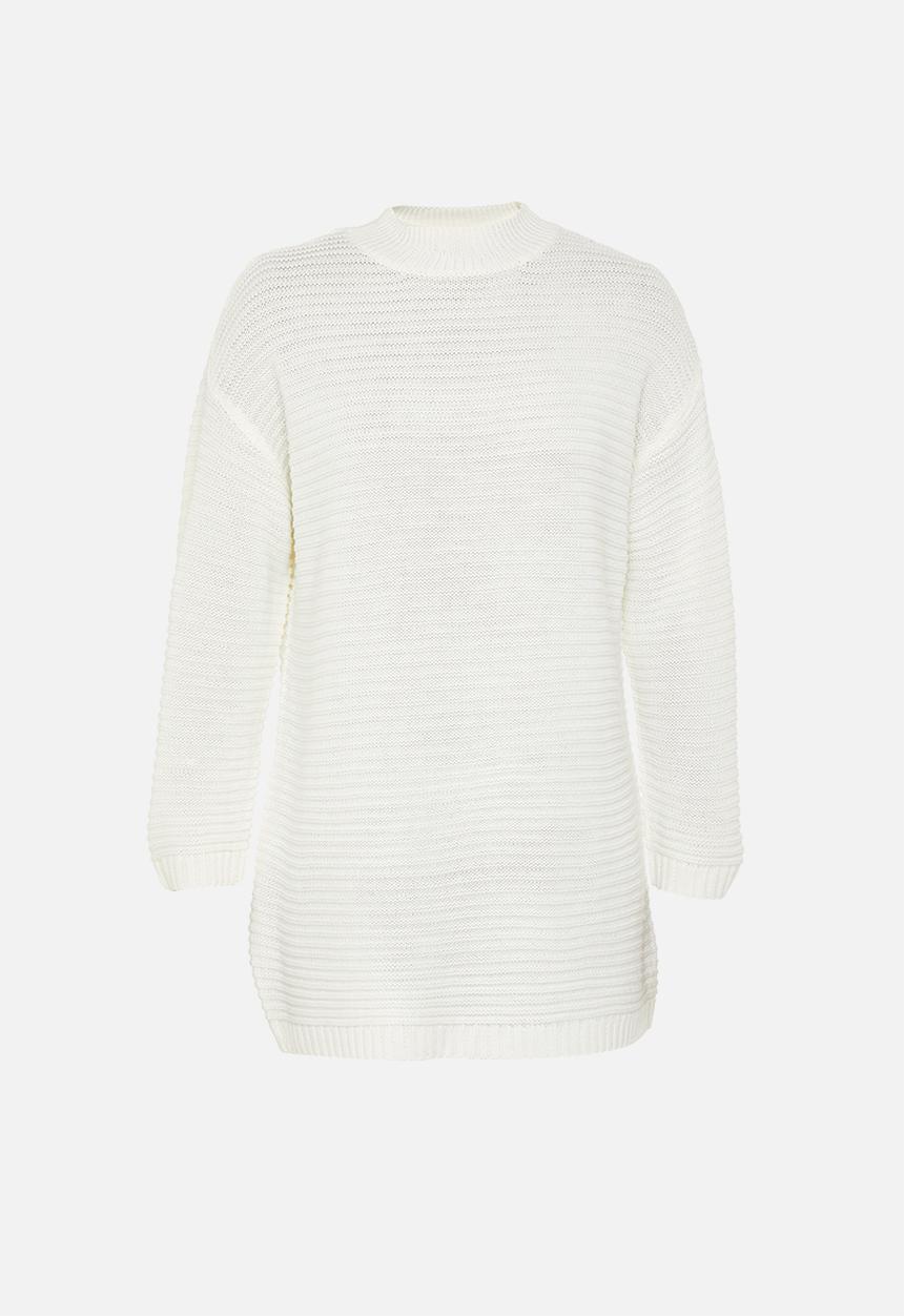 Missguided - Petite ribbed high neck jumper dress - white