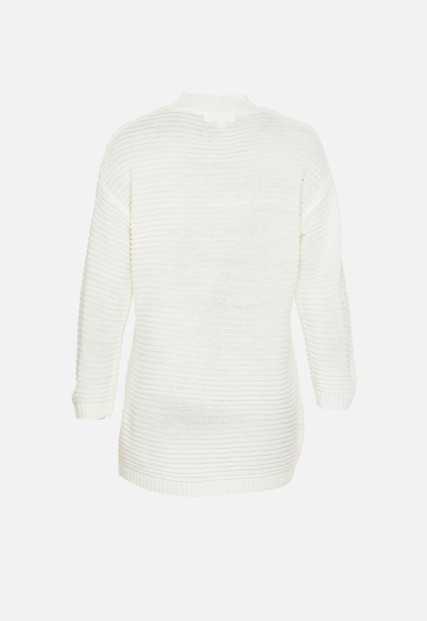 Missguided - Petite ribbed high neck jumper dress - white