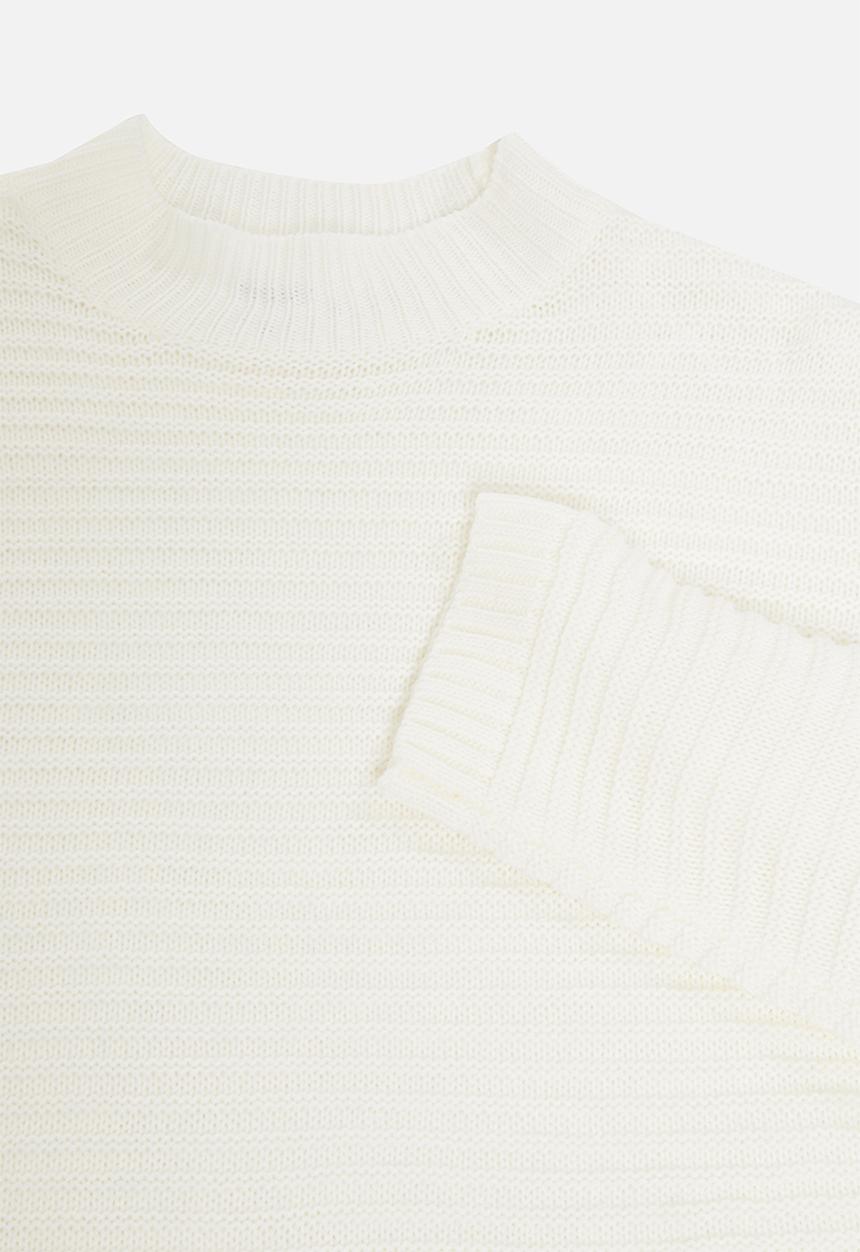 Missguided - Petite ribbed high neck jumper dress - white
