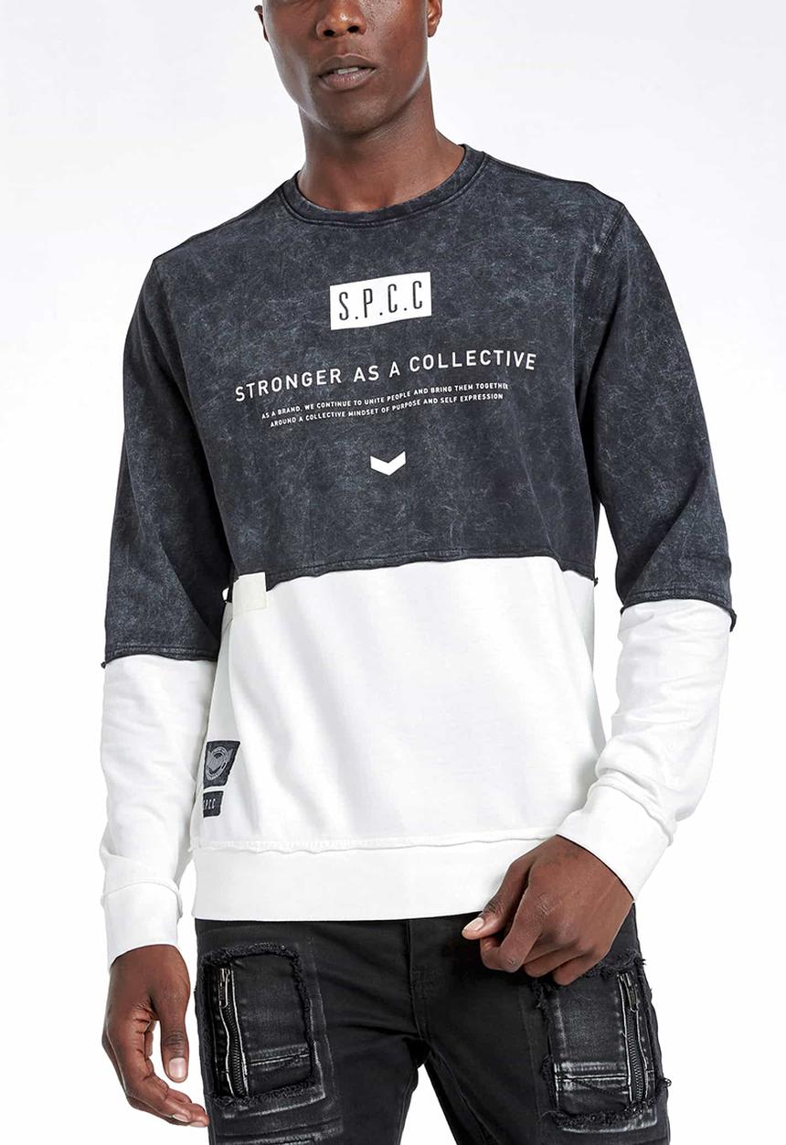 S.P.C.C - Crossway cut & sew crew neck sweat - black & white