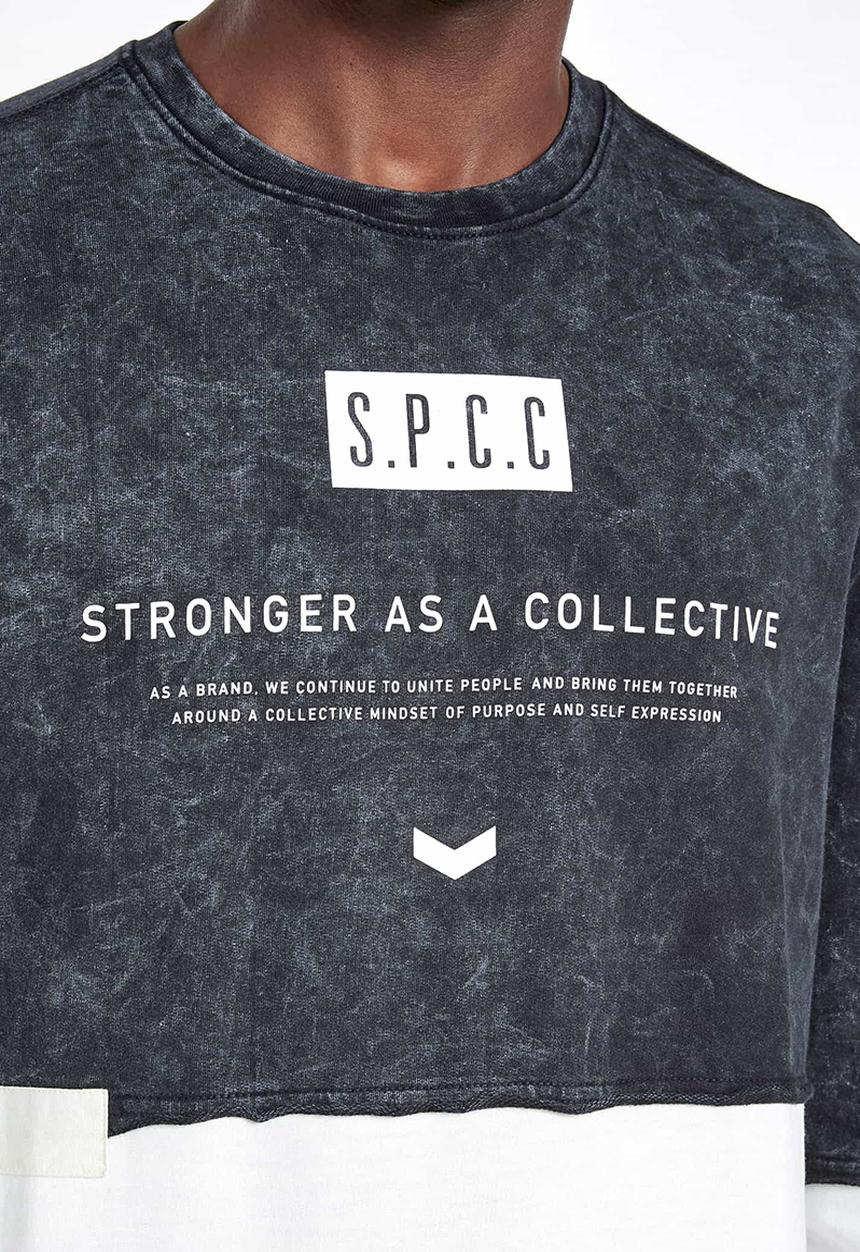 S.P.C.C - Crossway cut & sew crew neck sweat - black & white