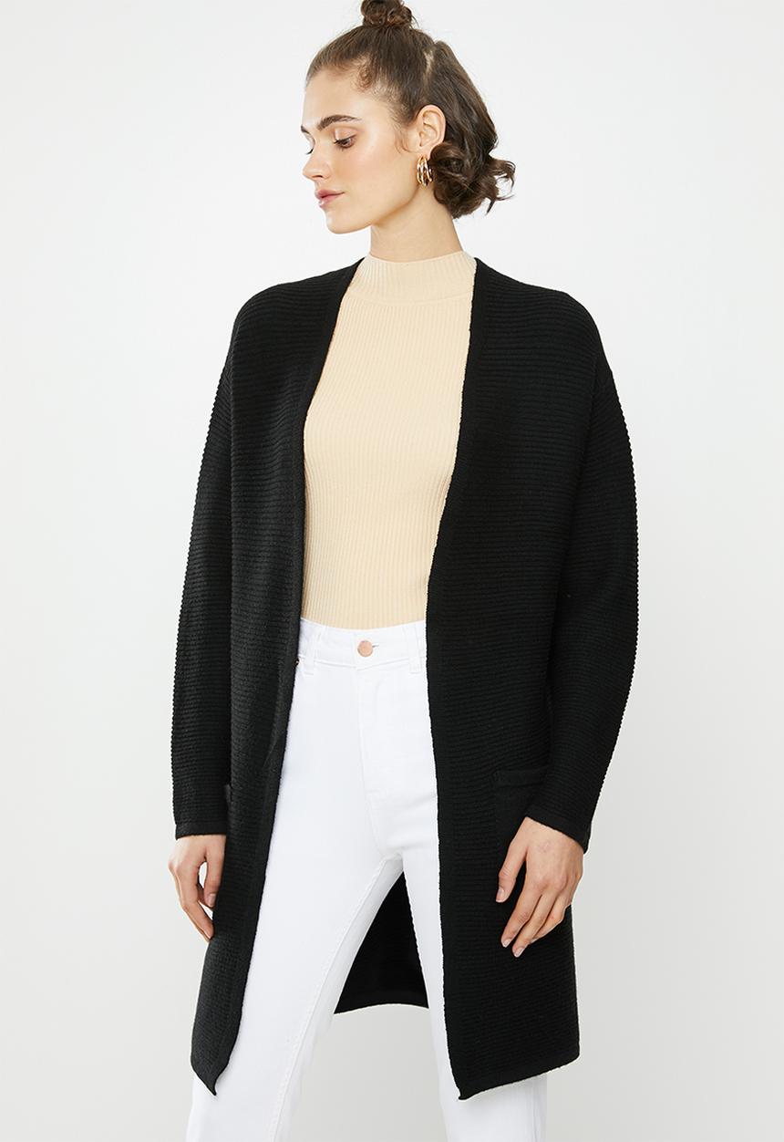 Jacqueline de Yong - Mollo long sleeve structure cardigan - black