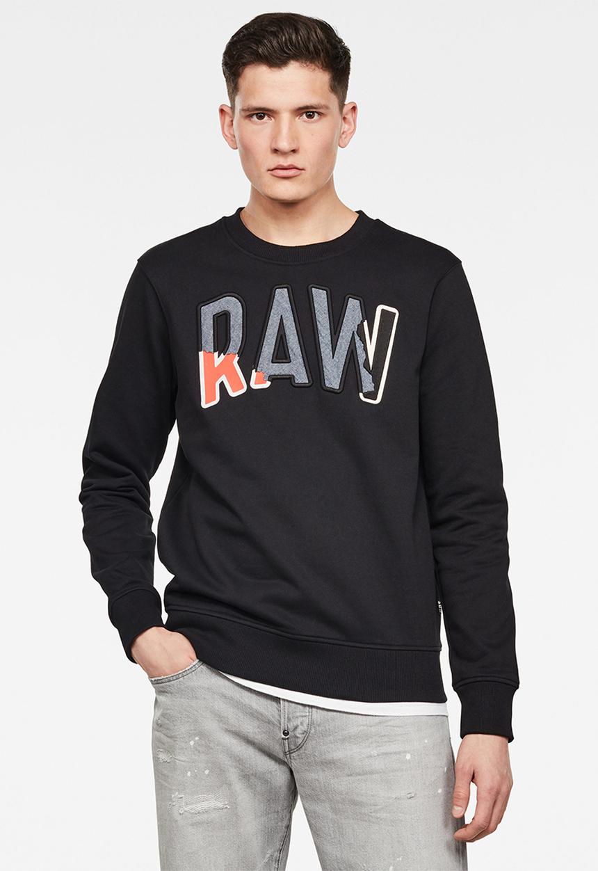 G-STAR - Denim applique sweater - black