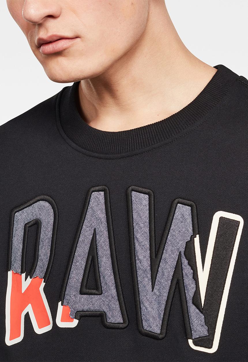 G-STAR - Denim applique sweater - black