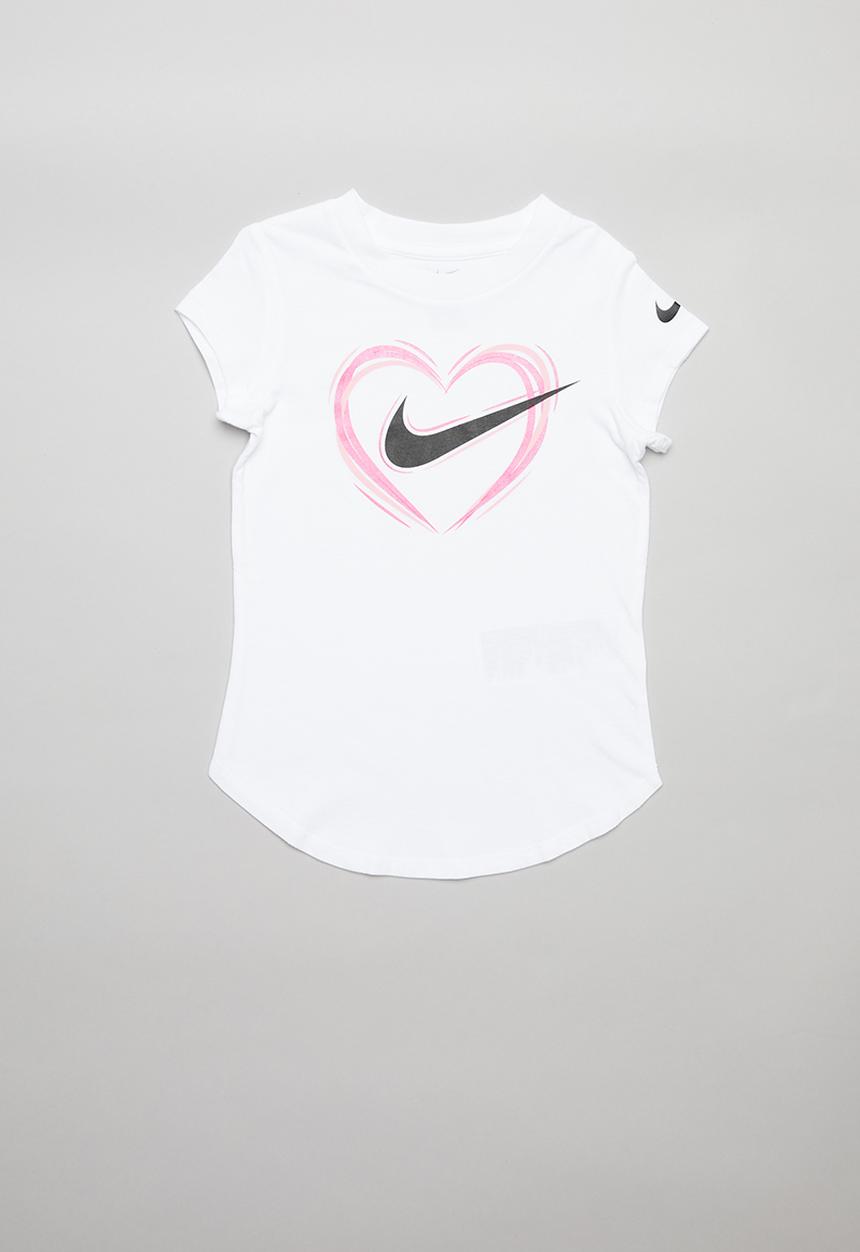 Nike - Nike kids stroke heart short sleeve scoop tee - white