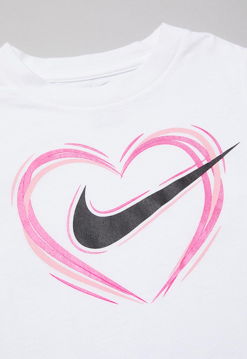 Nike - Nike kids stroke heart short sleeve scoop tee - white