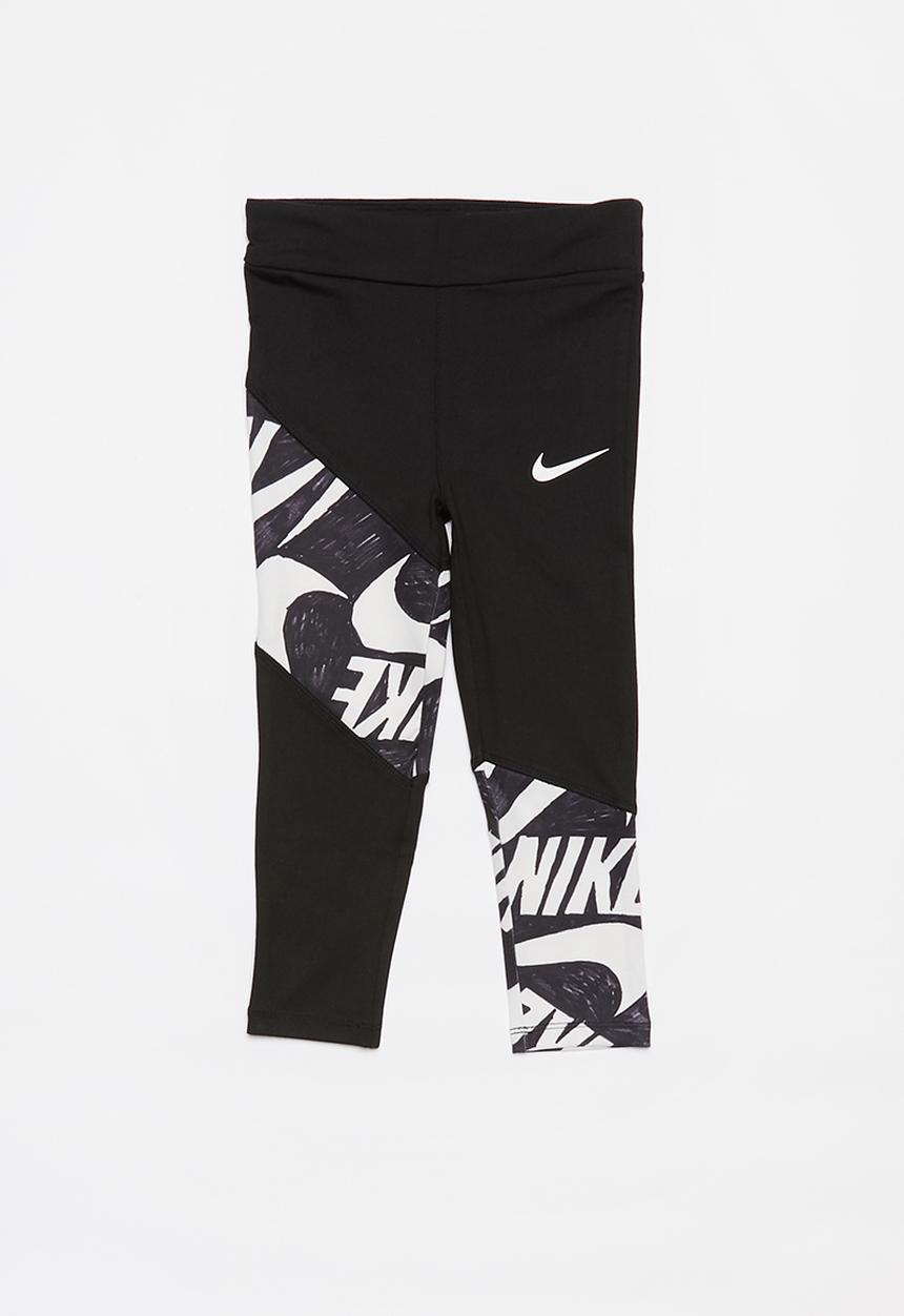 Nike - Nike girls dri fit marker mash leggings - black & white 