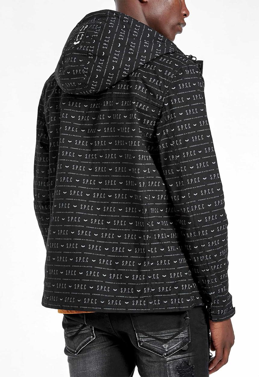 S.P.C.C - Horace rotary printed lightweight hooded jacket - black