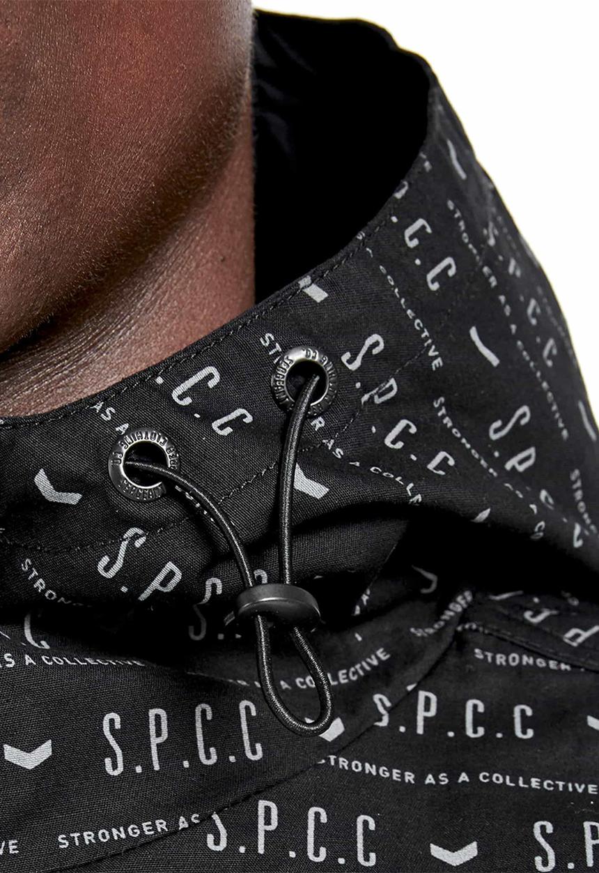 S.P.C.C - Horace rotary printed lightweight hooded jacket - black