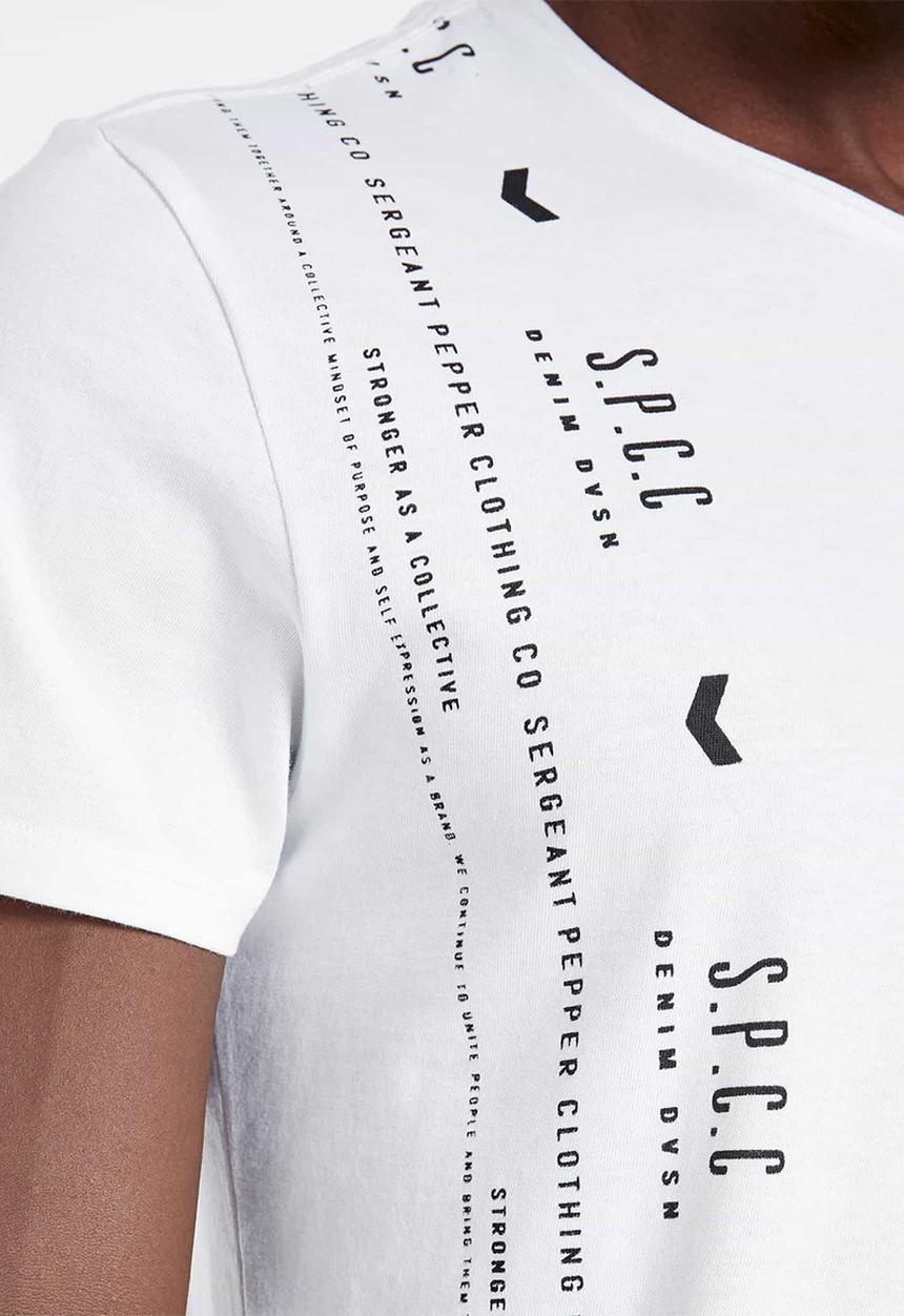 S.P.C.C - Dyer scoop hem logo tee - optical white