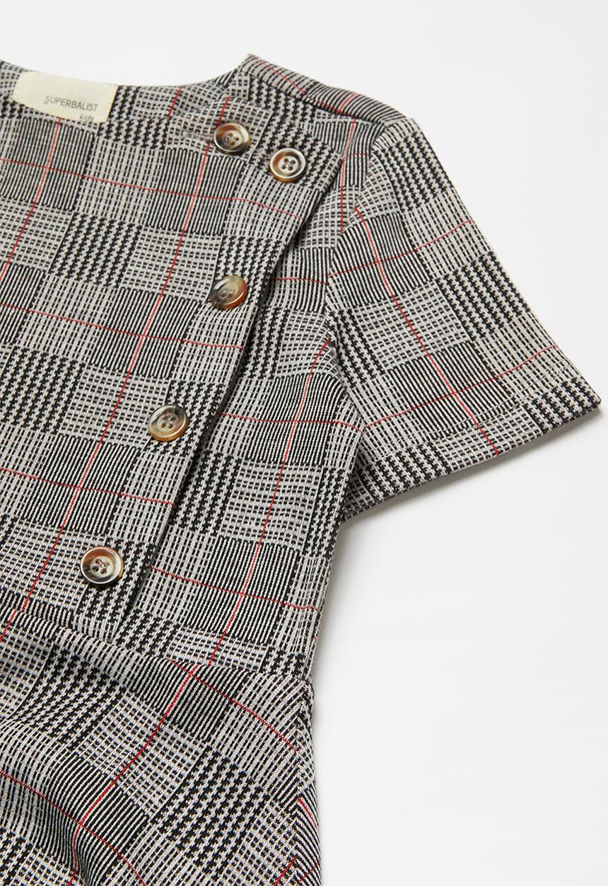 Superbalist Kids - Check ponti dress - grey