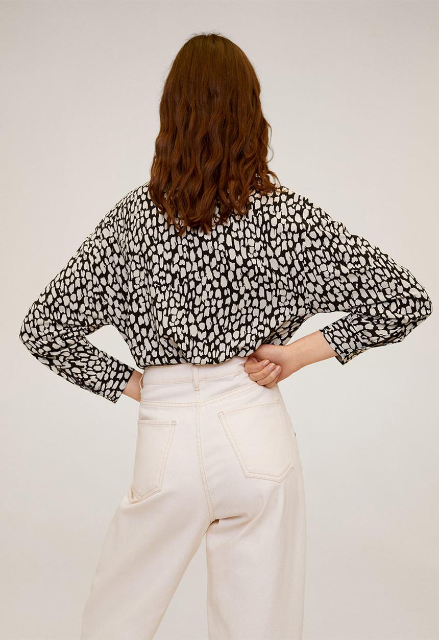MANGO - Blouse basic - beige & black 