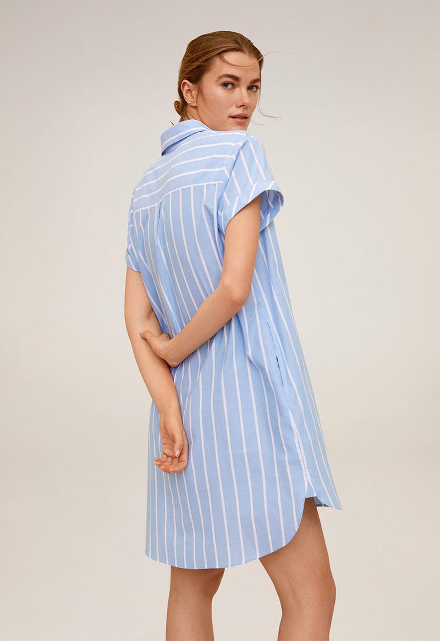 MANGO - Dress rayamil - blue & white