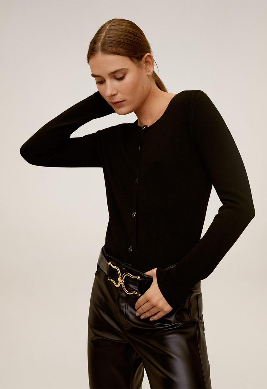 MANGO - Cardigan basil - black