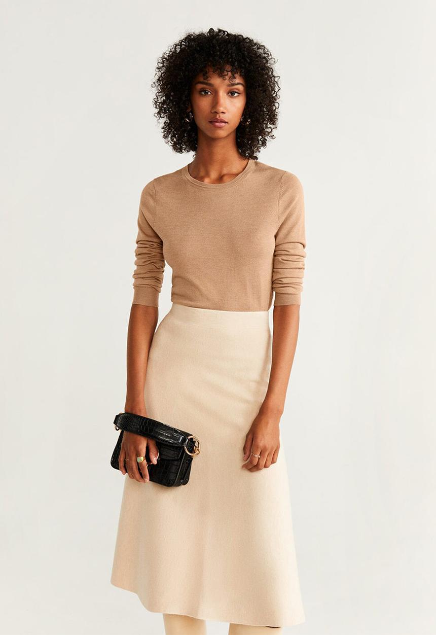 MANGO - Round neck jersey - beige