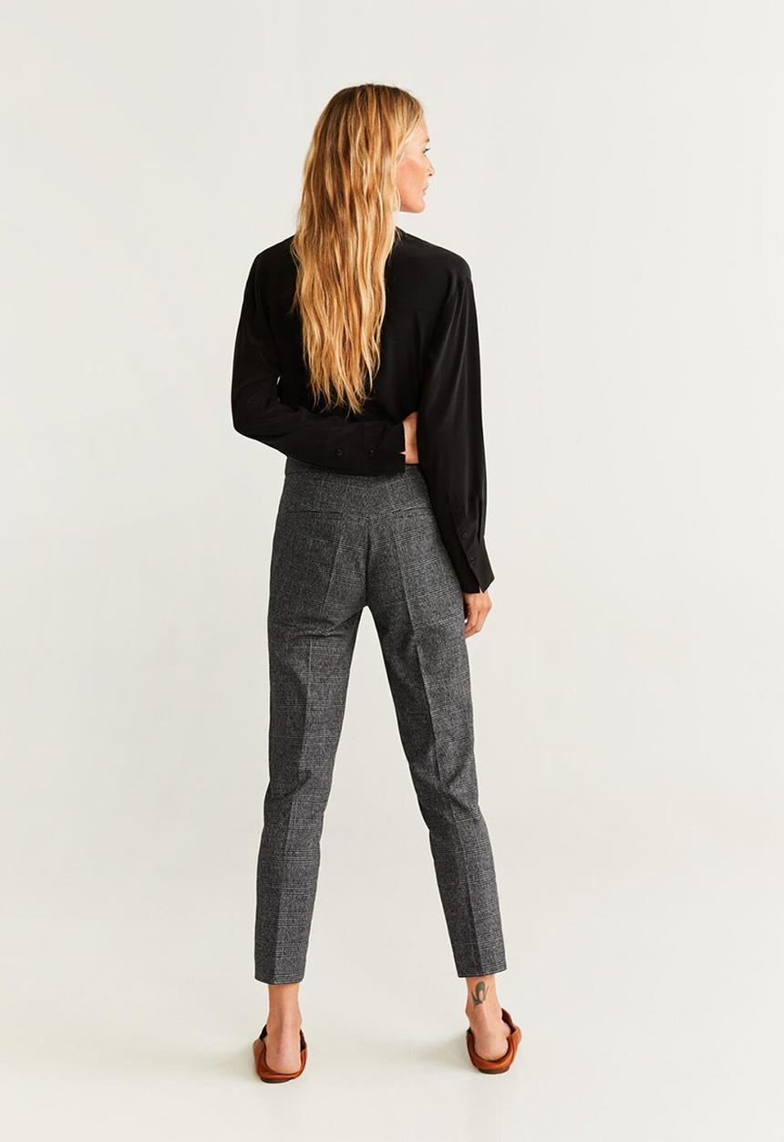 MANGO - Check detail trousers - grey