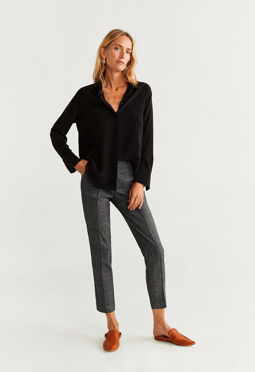 MANGO - Check detail trousers - grey