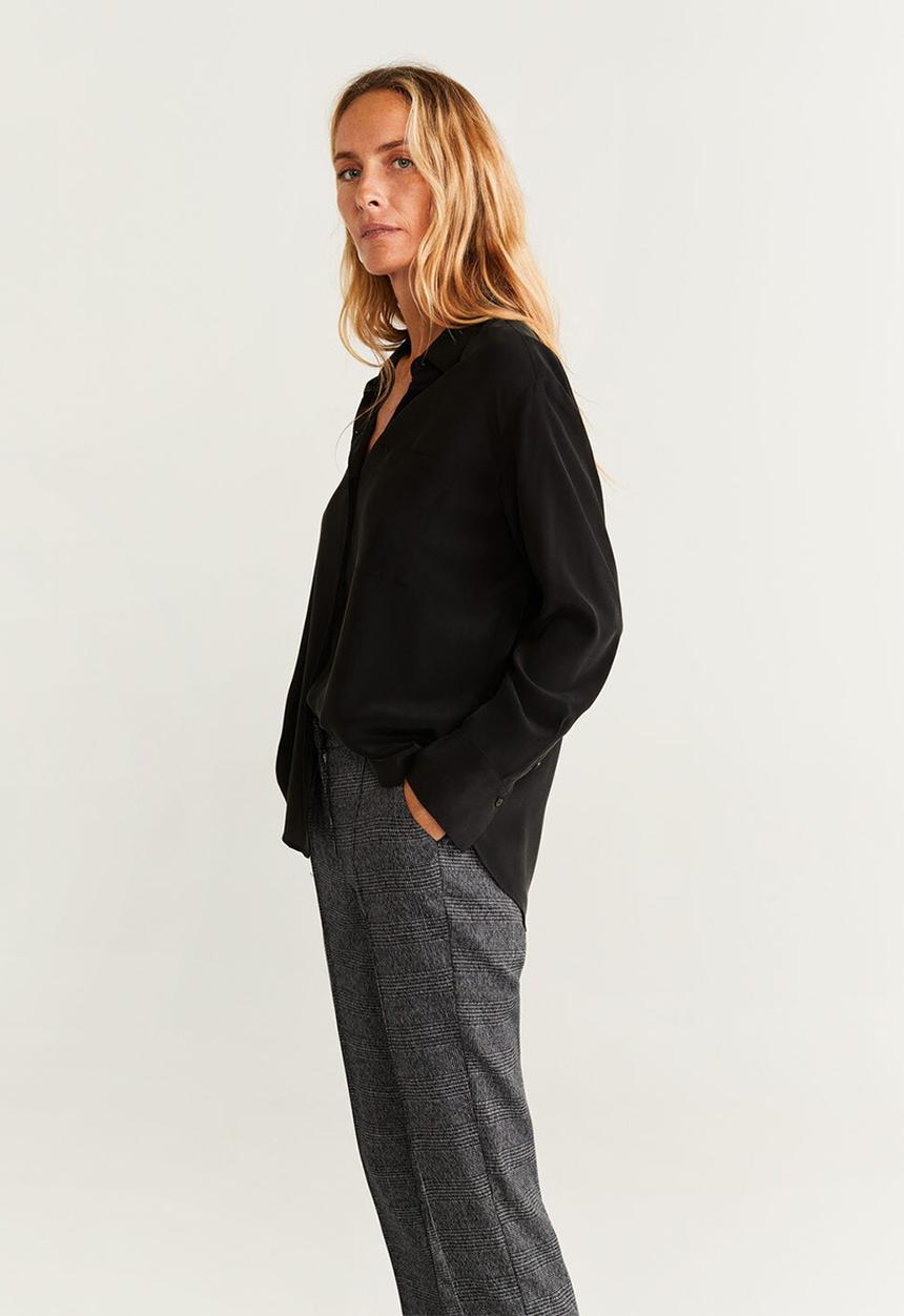 MANGO - Check detail trousers - grey