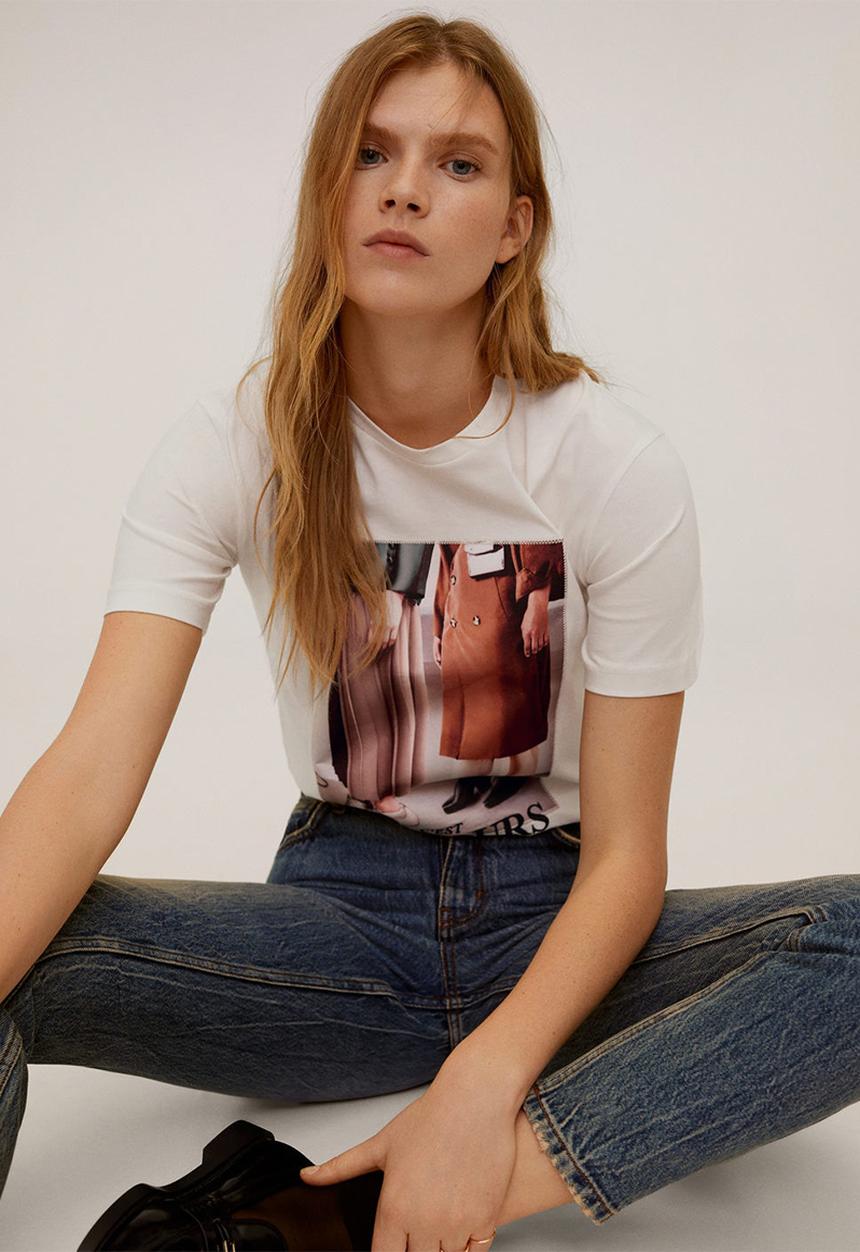 MANGO - T-shirt zapa - beige