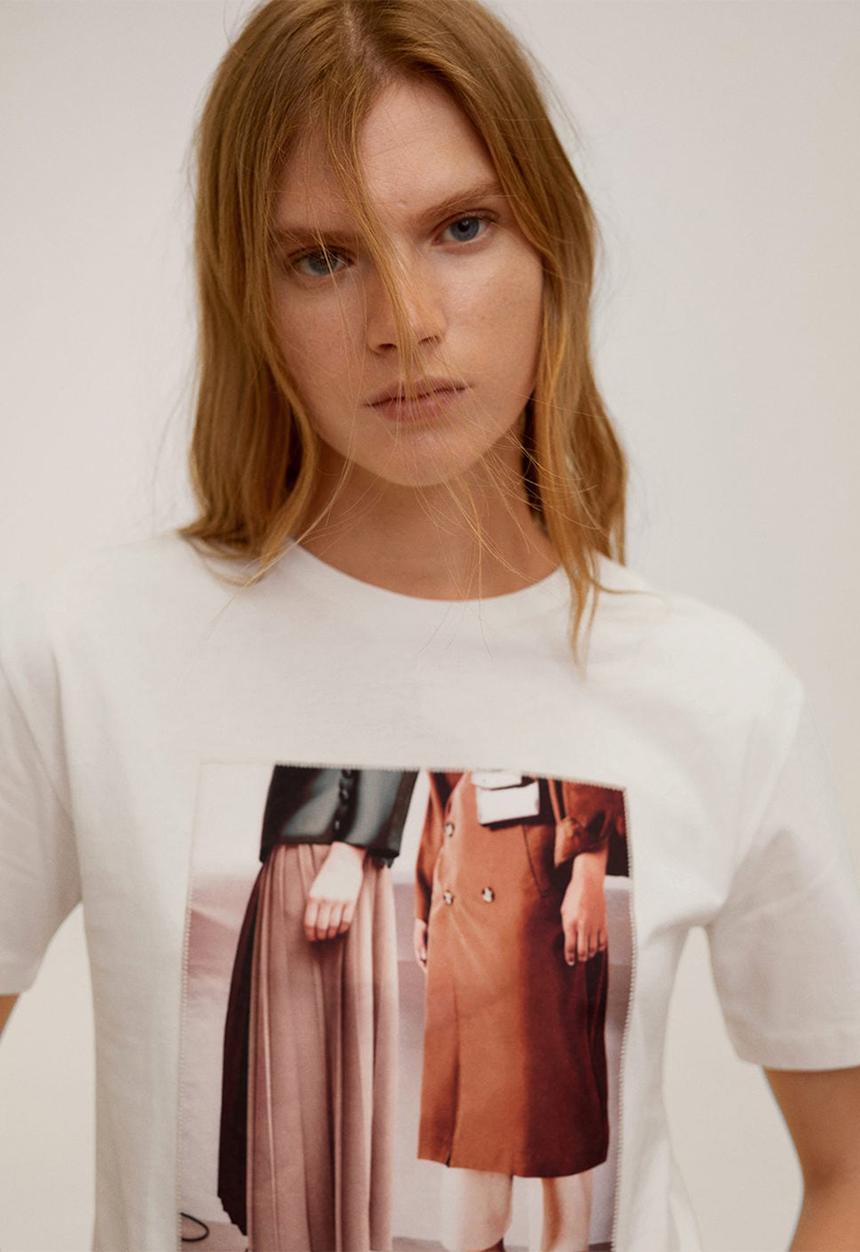 MANGO - T-shirt zapa - beige