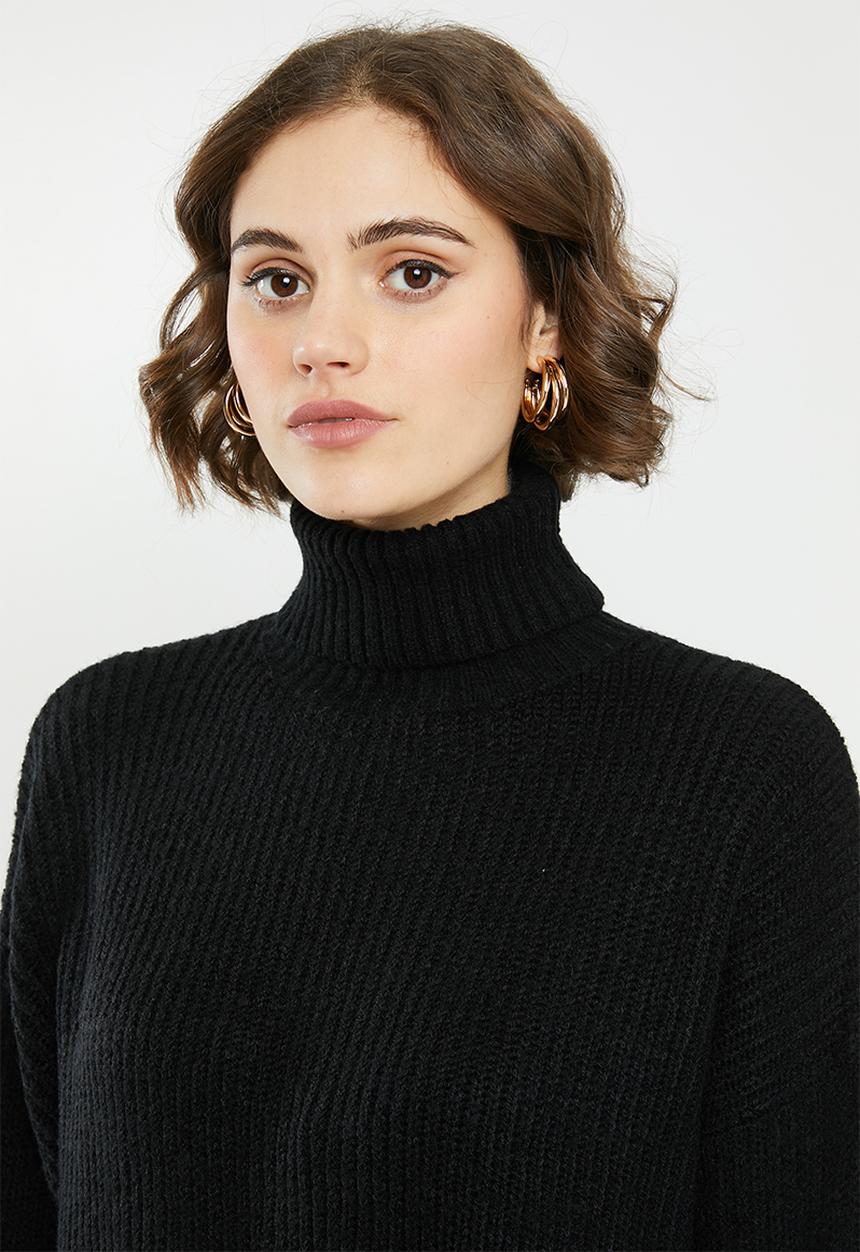 Missguided - Premium boyfriend roll neck - black