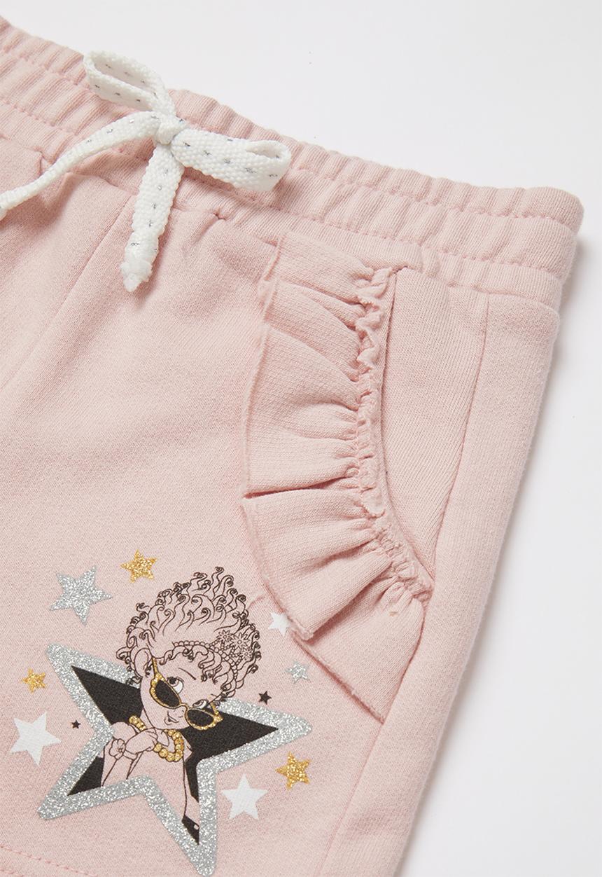 Pop Candy - Girls fleece short with frills - pink