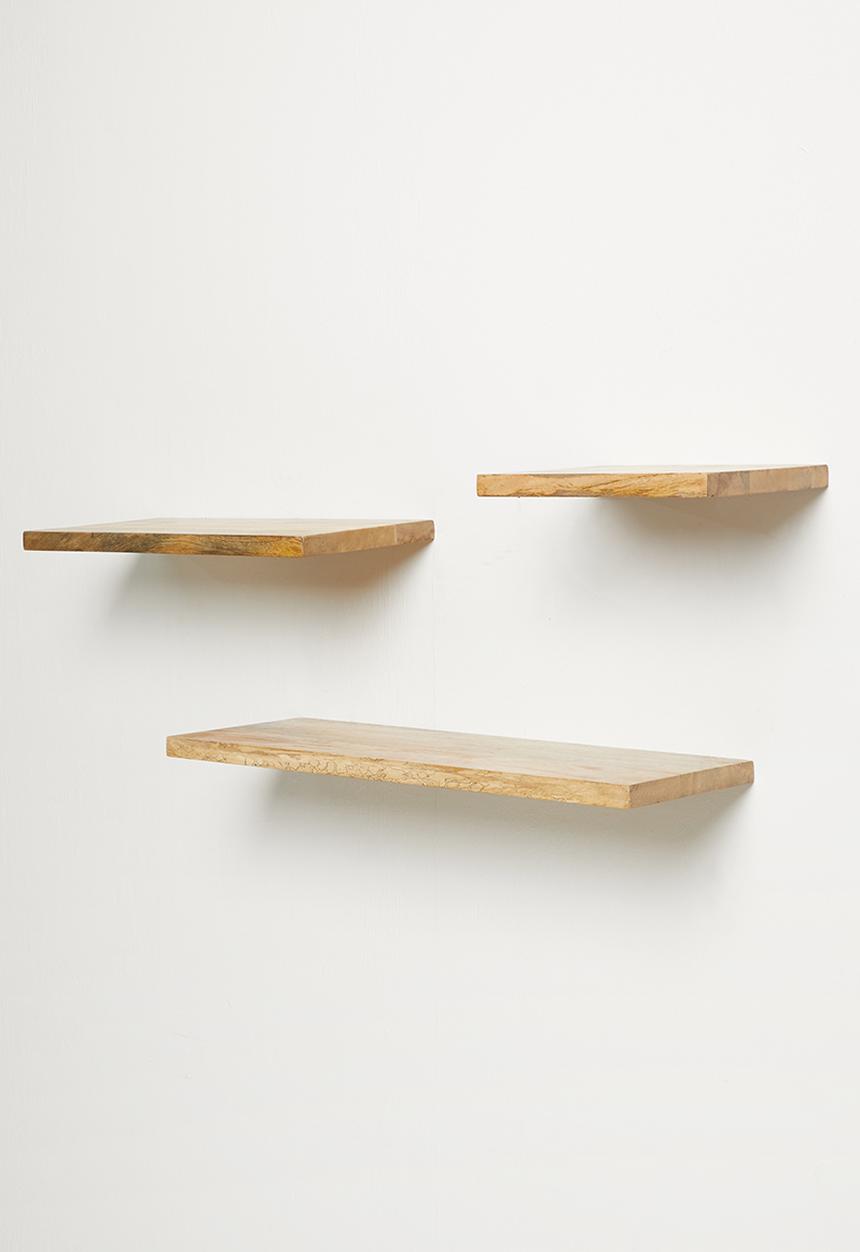 Sixth Floor - Mango wood  shelves set of 3 - natural