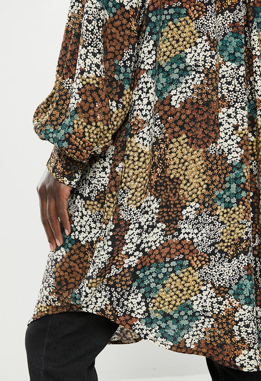 edit - Mandarin viscose tunic - multi