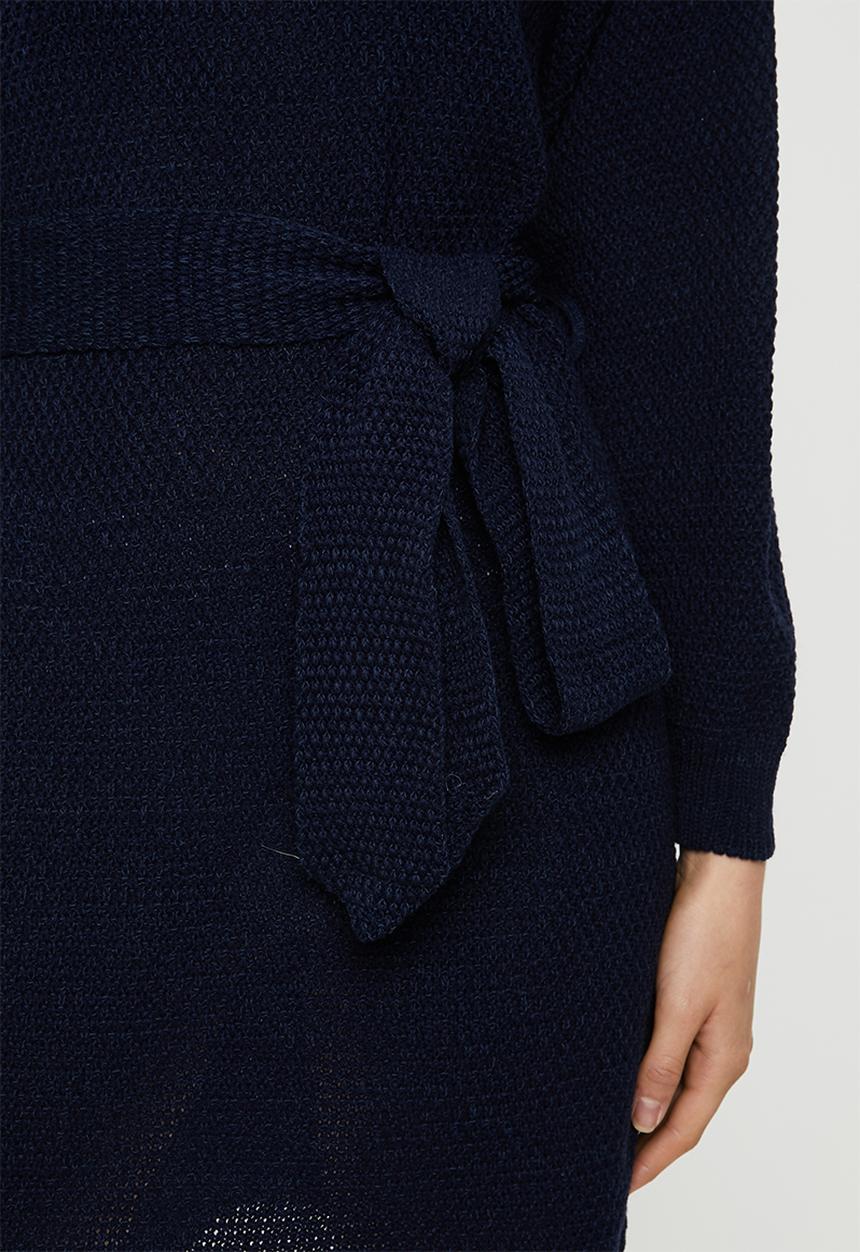 Glamorous - Knitted tie waist dress - navy