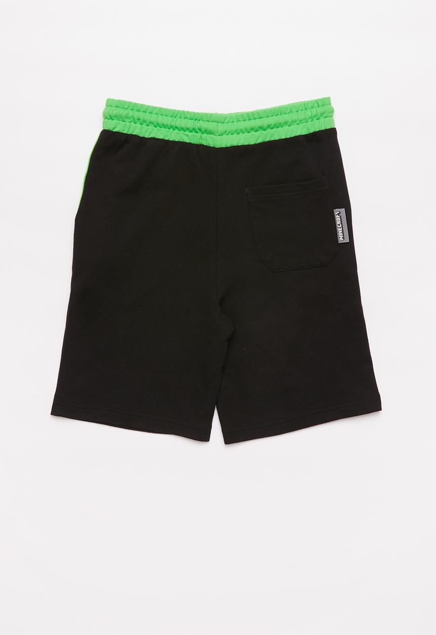 Rebel Republic - Boys Minecraft fleece shorts - black & green 