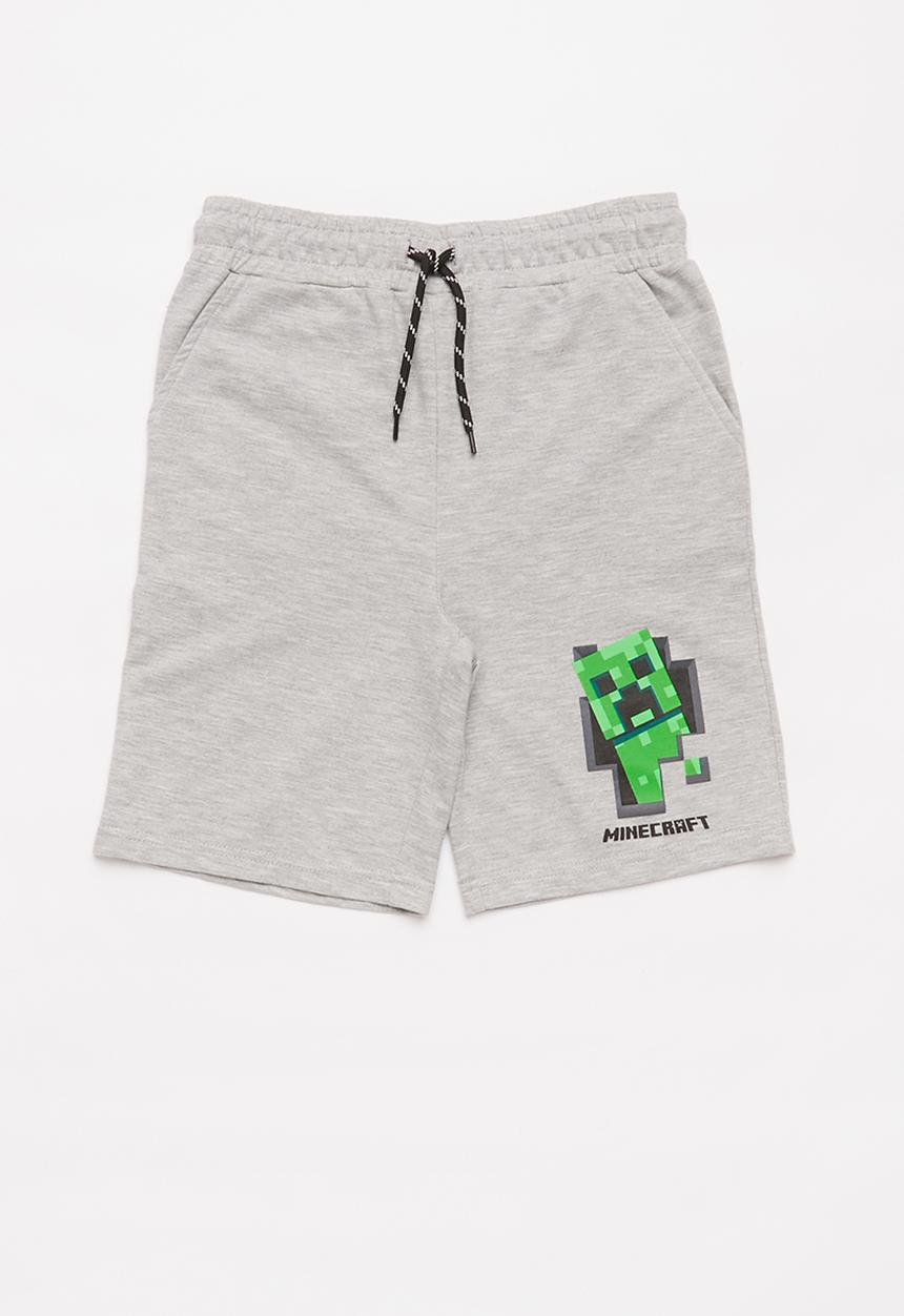 Rebel Republic - Boys Minecraft fleece shorts - grey melange
