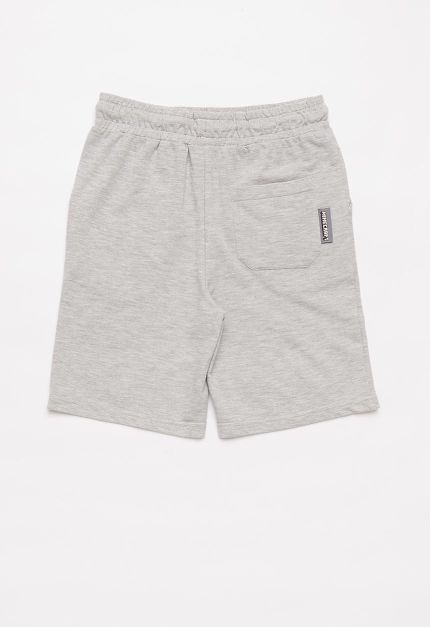 Rebel Republic - Boys Minecraft fleece shorts - grey melange