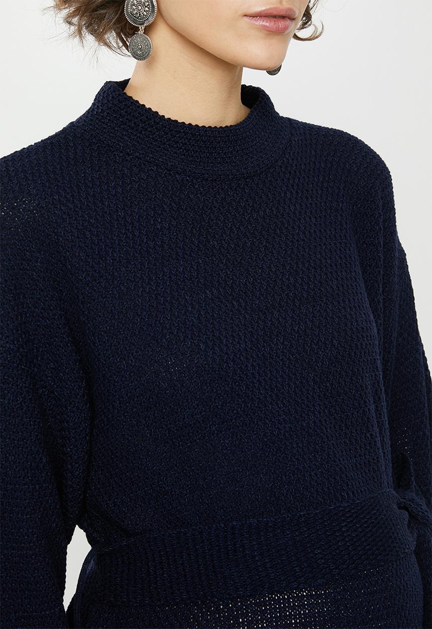 Glamorous - Maternity knitted tie waist dress - navy