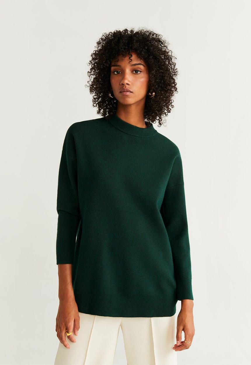 MANGO - High neck jersey - dark green