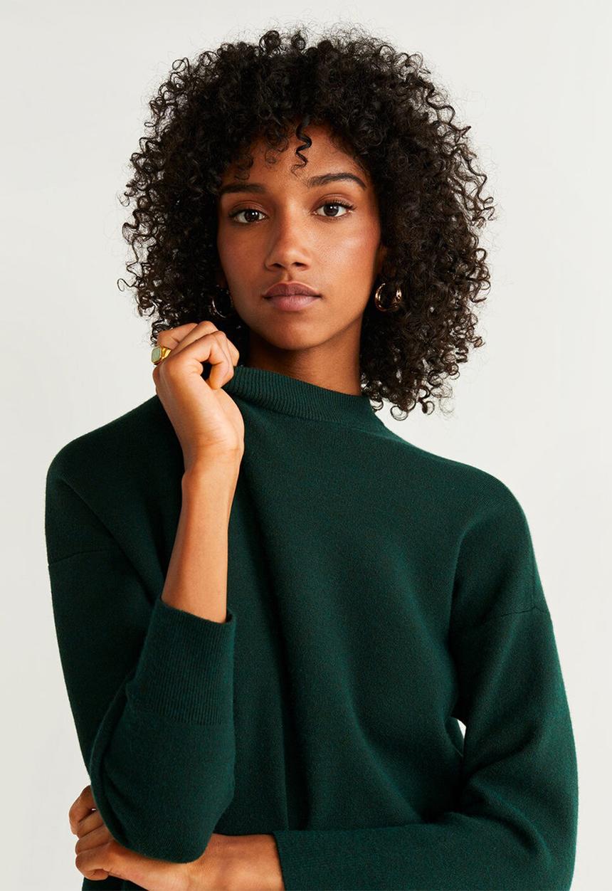 MANGO - High neck jersey - dark green