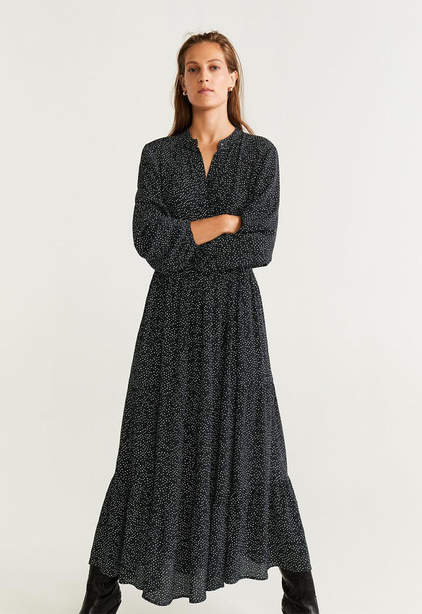 MANGO - All over print dress - black