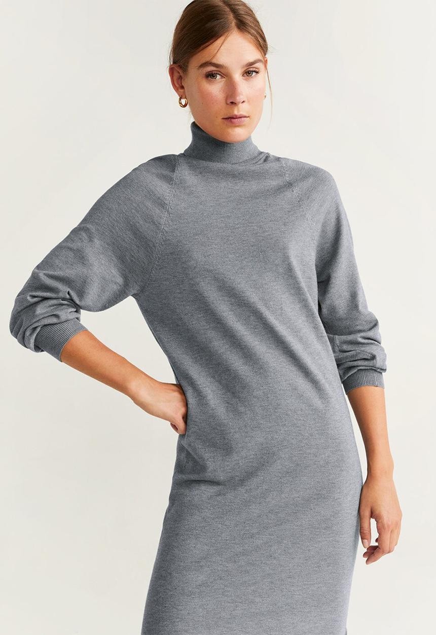 MANGO - High neck dress - grey