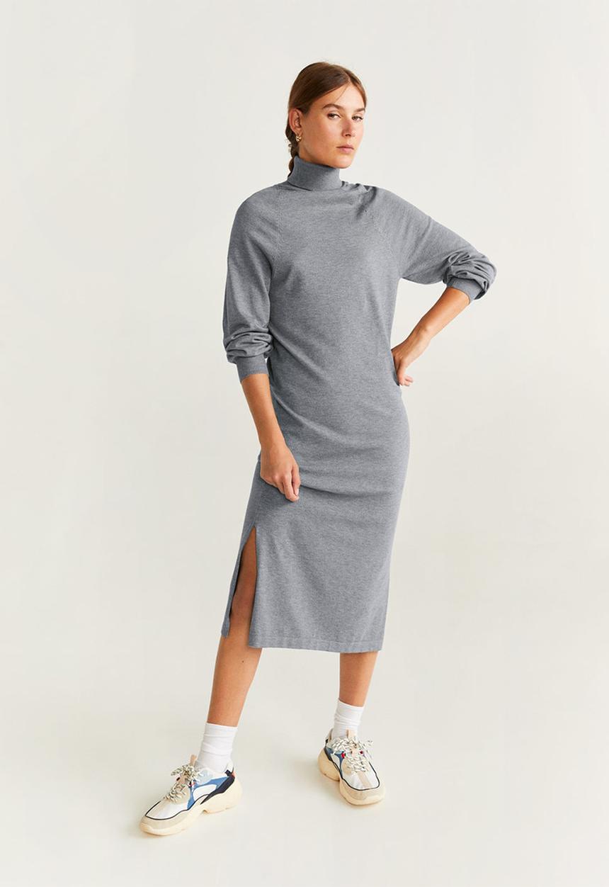 MANGO - High neck dress - grey