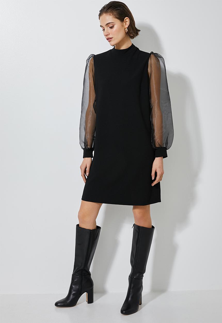 Superbalist - Puff sleeve shift dress - black