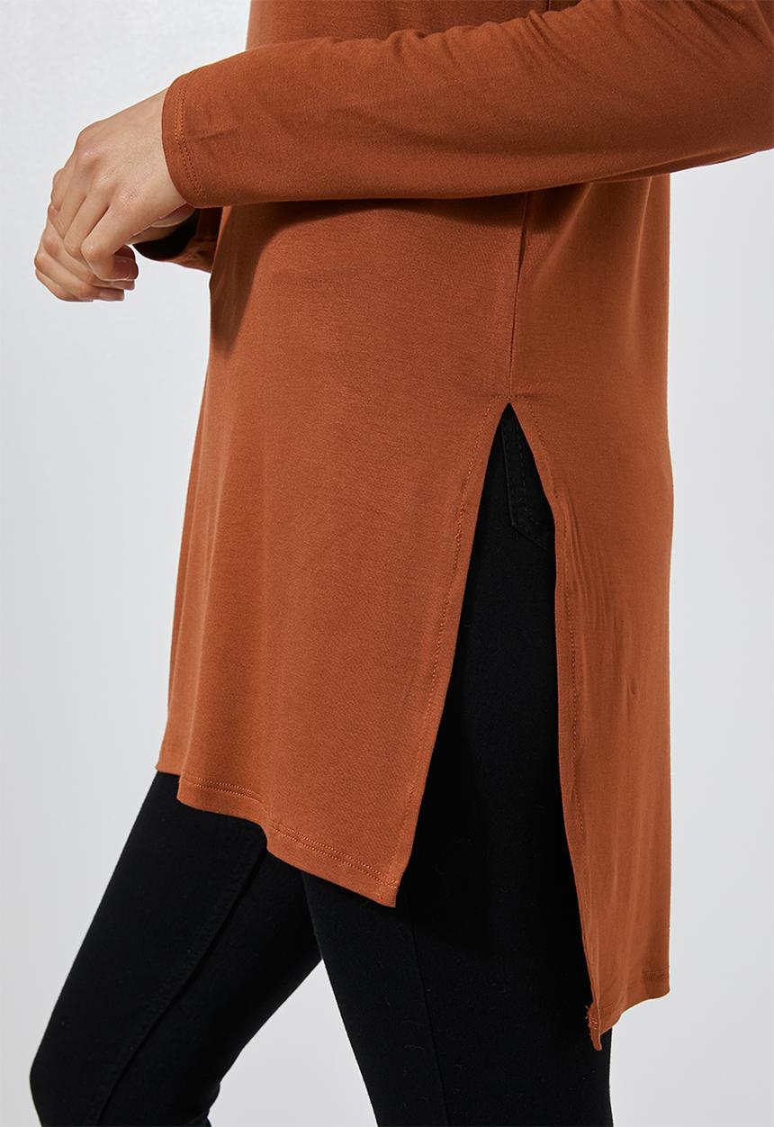 Superbalist - Longline viscose tee - tobacco